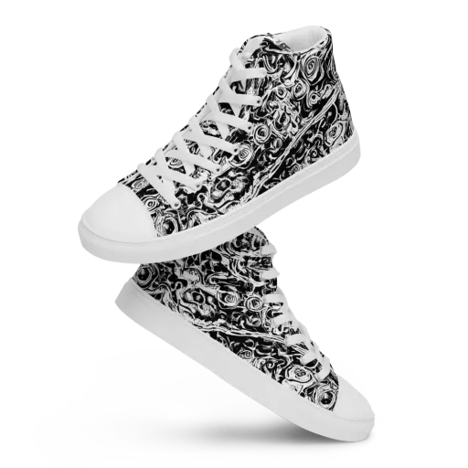 Turbulent Ink on a Men's High Top Canvas Shoes