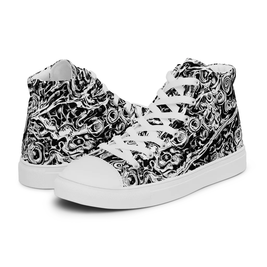 Turbulent Ink on Women's High Top Canvas Shoes — Left
