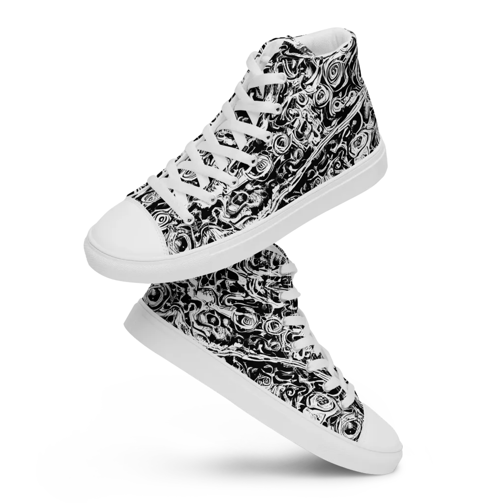 Turbulent Ink on Women's High Top Canvas Shoes — Front