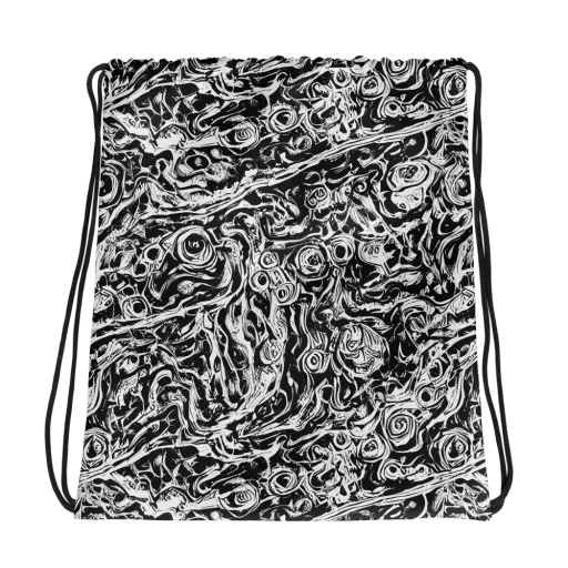 Turbulent Ink on a Drawstring Bag