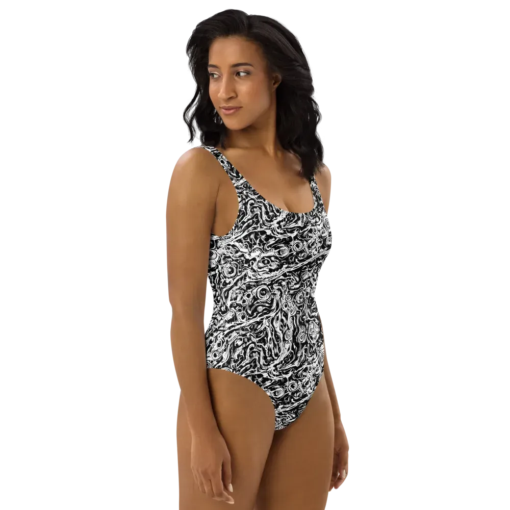 Turbulent Ink on One-Piece Swimsuit — Right