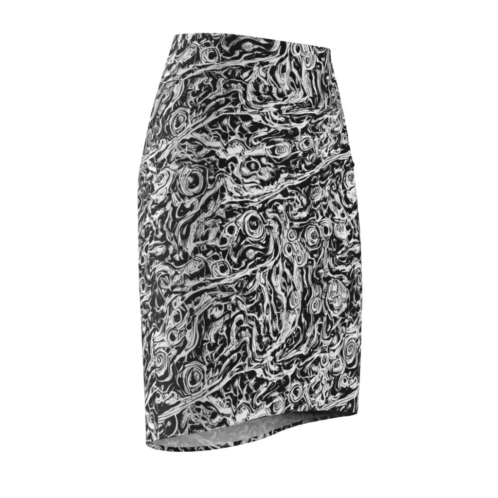 Turbulent Ink on Pencil Skirt — Front Side