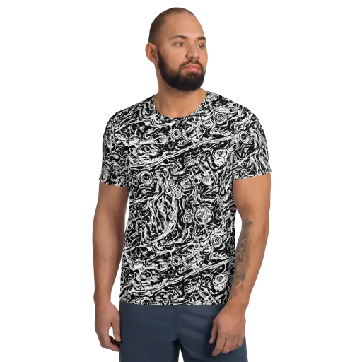 Turbulent Ink on a Men's Athletic T-Shirt