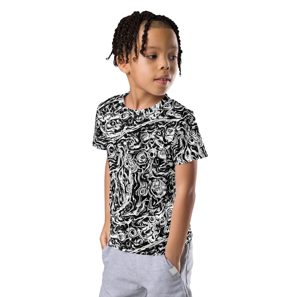 Turbulent Ink on Kids Crew Neck T-Shirt — Left Front