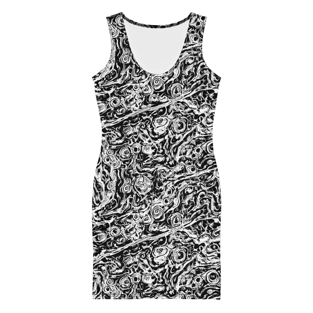 Turbulent Ink on Bodycon Dress — Front