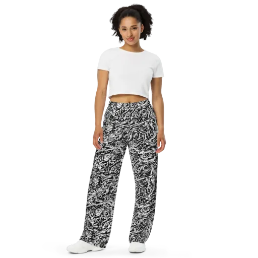 Turbulent Ink on a Wide-Leg Pants