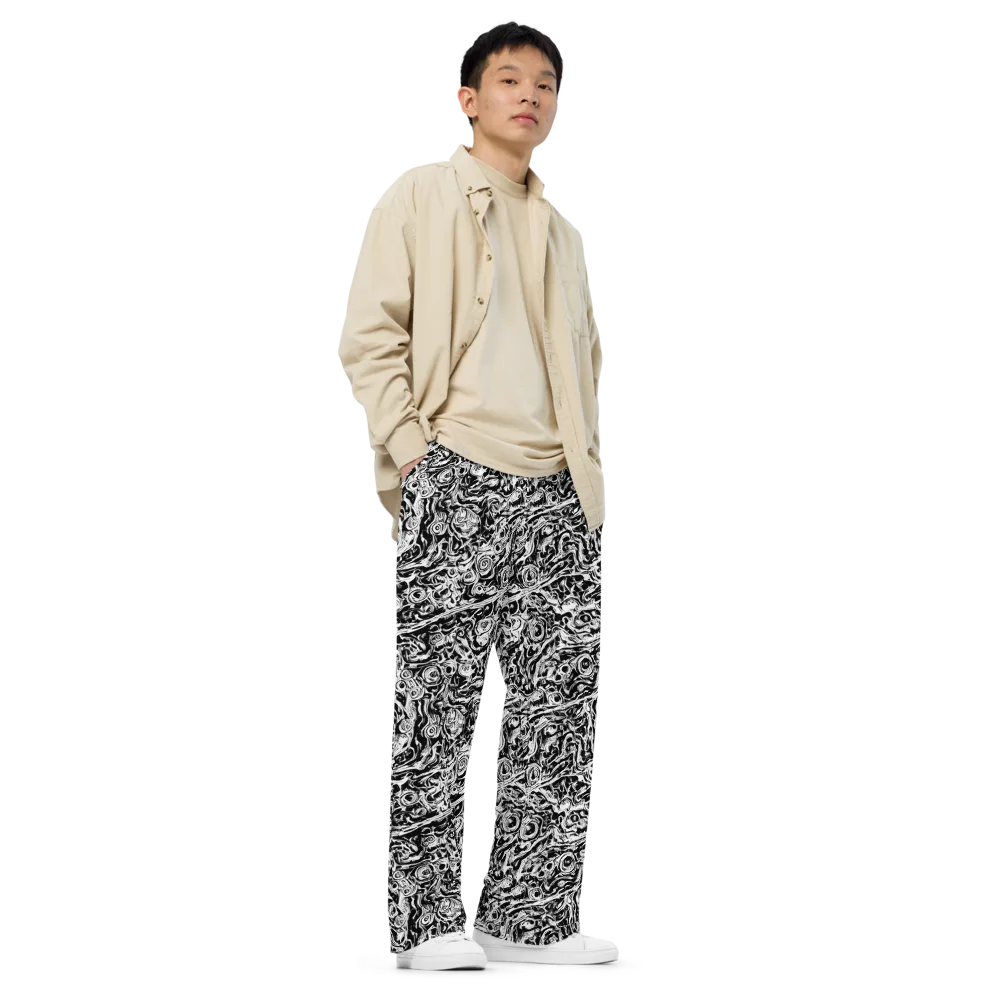 Turbulent Ink on Wide-Leg Pants — Right Front