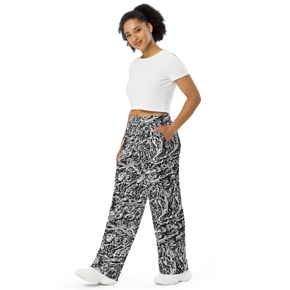 Turbulent Ink on Wide-Leg Pants — Left Front