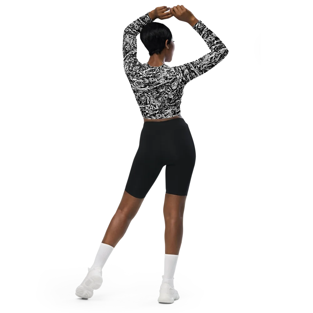 Turbulent Ink on Long Sleeve Crop Top — Back