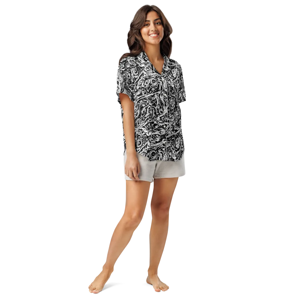 Turbulent Ink on Women's Short Sleeve Pajama Top — Front