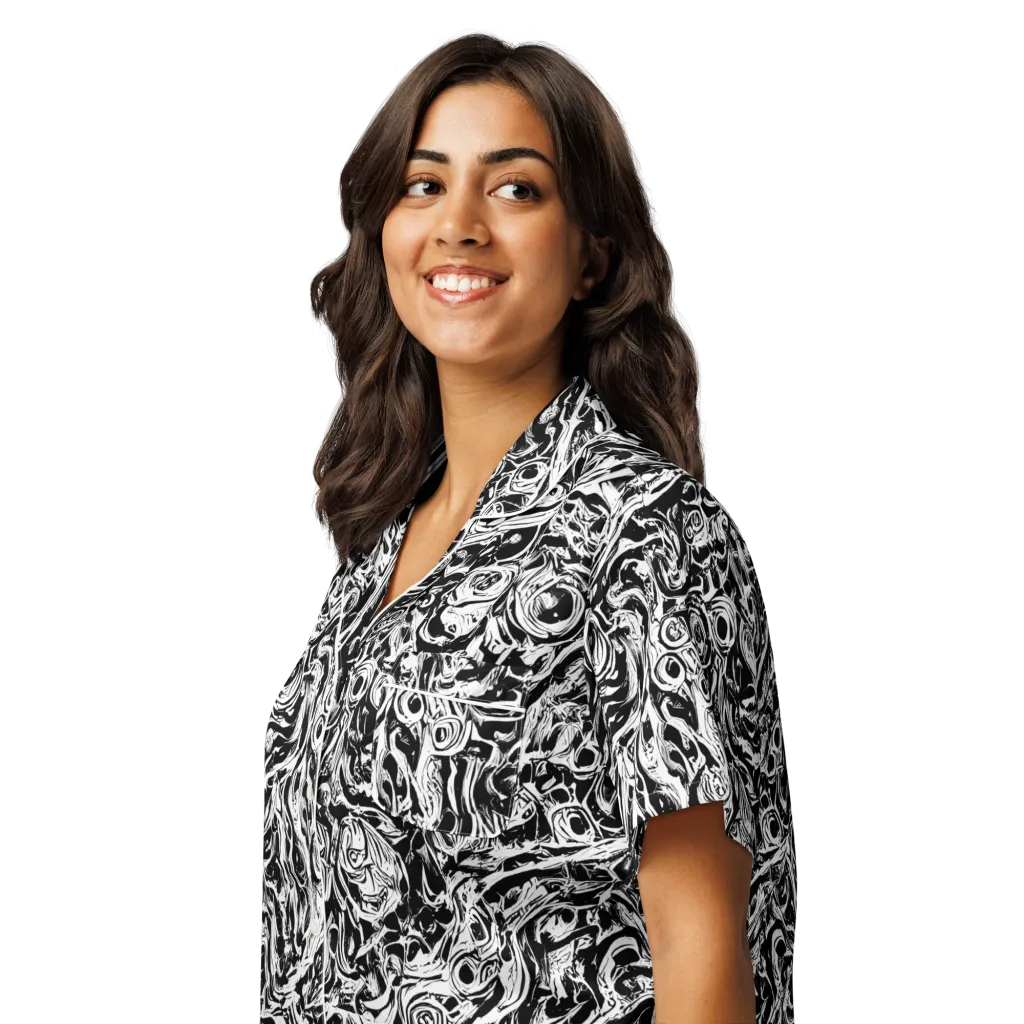 Turbulent Ink on Women's Short Sleeve Pajama Top — Left Front