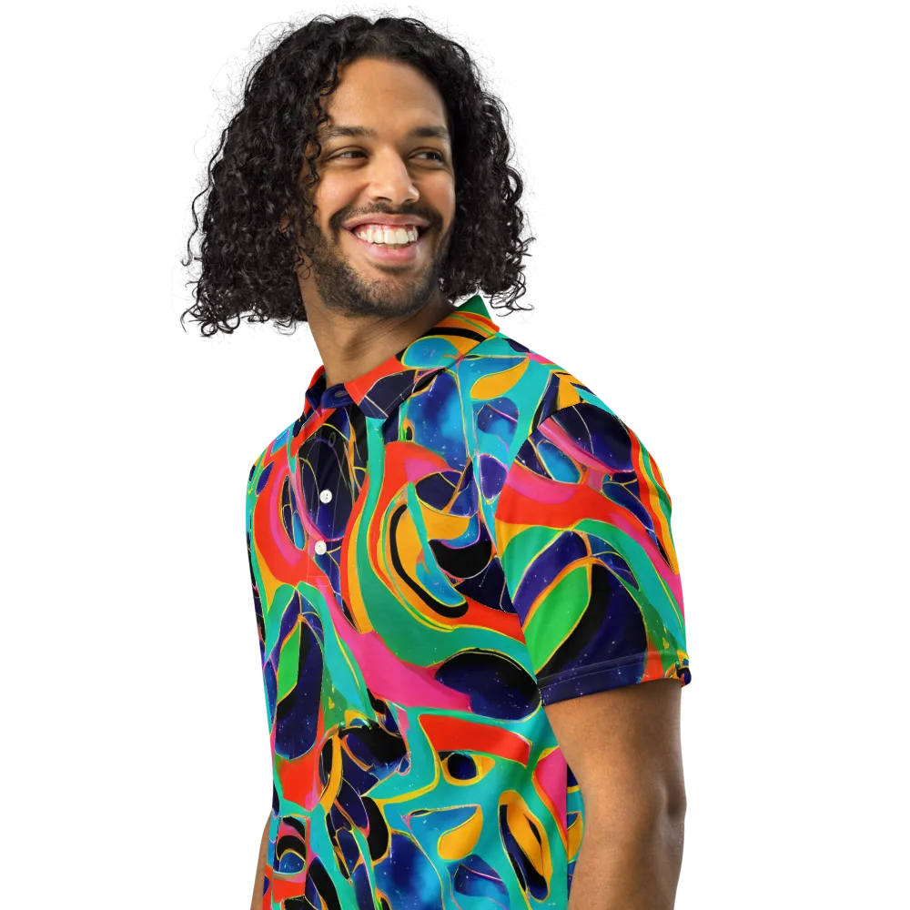 Color Collider on Men's Slim Fit Polo Shirt — Left Front