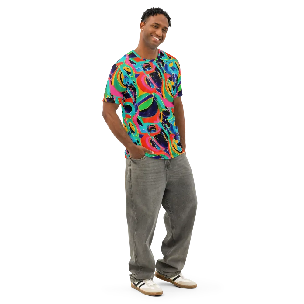 Color Collider on Men's Cotton Crew Neck T-Shirt — Right Front