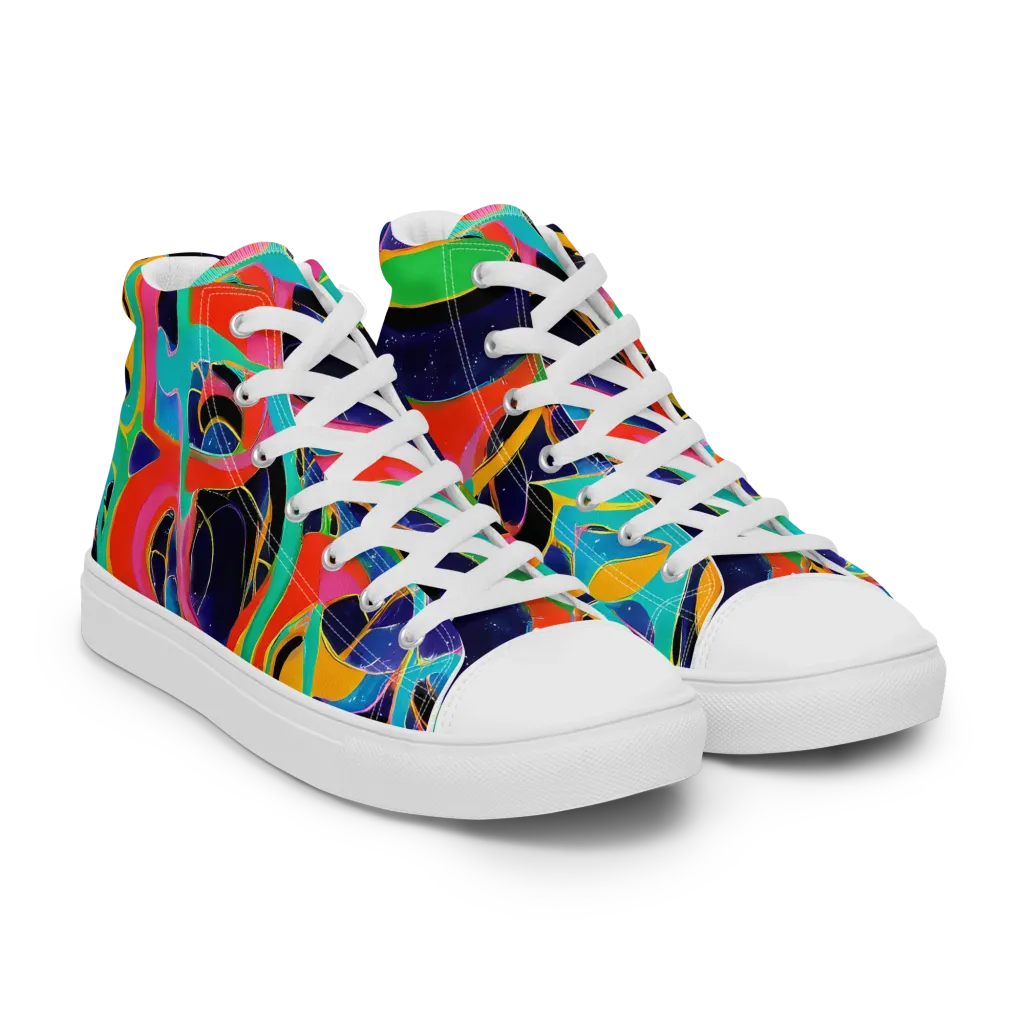 Color Collider on Men's High Top Canvas Shoes — Right Front