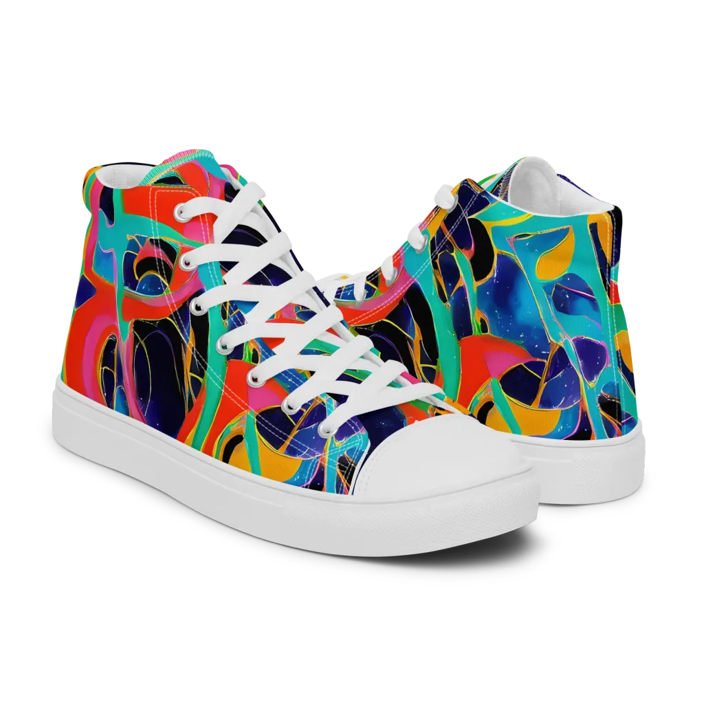 Color Collider on Men's High Top Canvas Shoes — Right