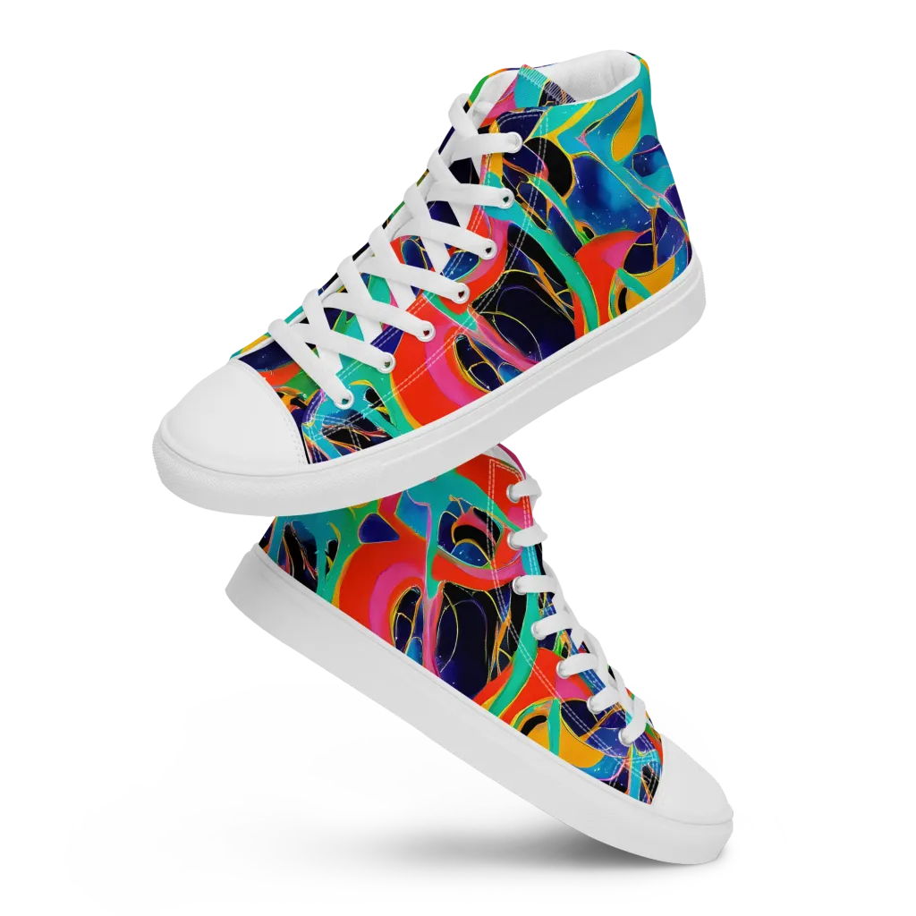 Color Collider on Men's High Top Canvas Shoes — Front