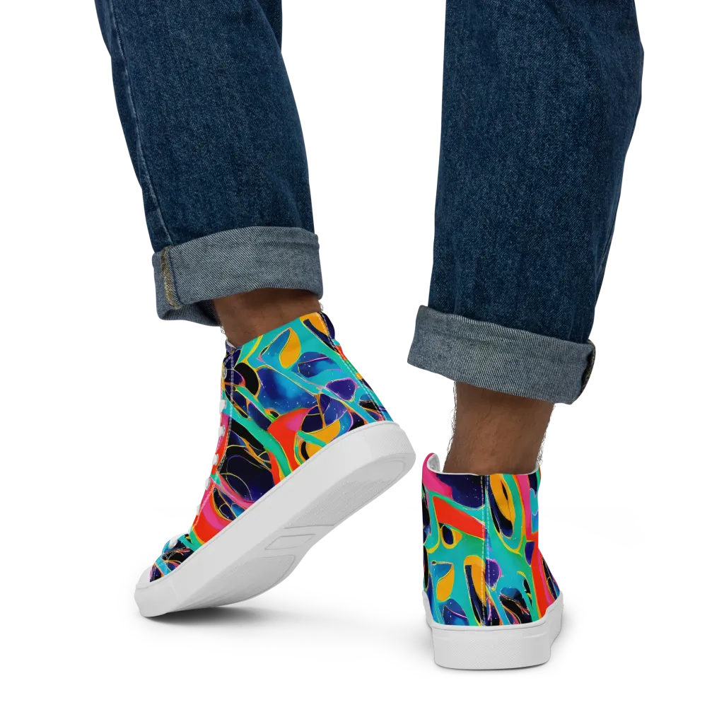 Color Collider on Men's High Top Canvas Shoes — Back