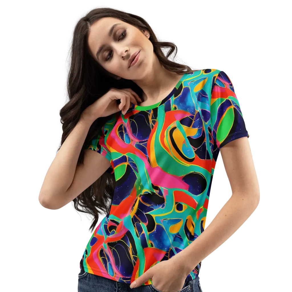 Color Collider on Women's Crew Neck T-Shirt — Left Front