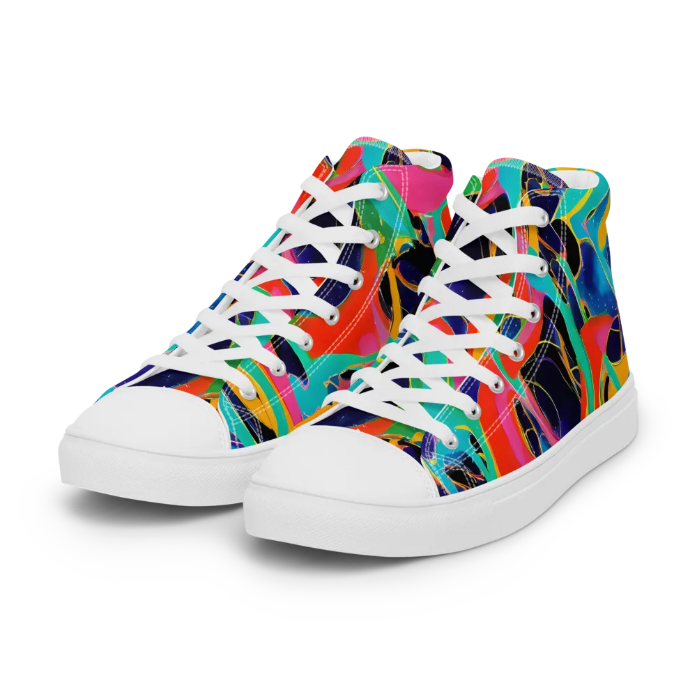 Color Collider on Women's High Top Canvas Shoes — Left Front