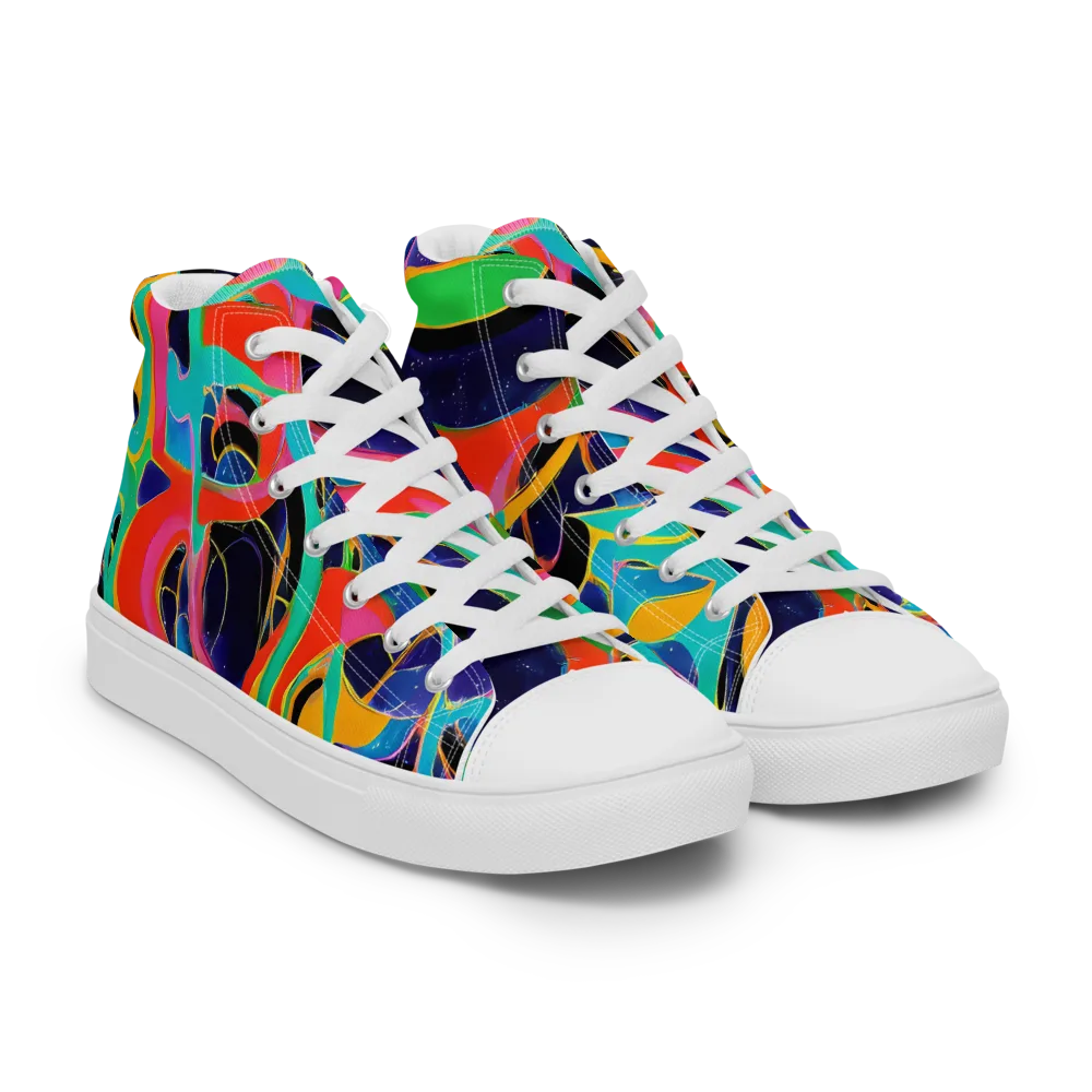 Color Collider on Women's High Top Canvas Shoes — Right Front