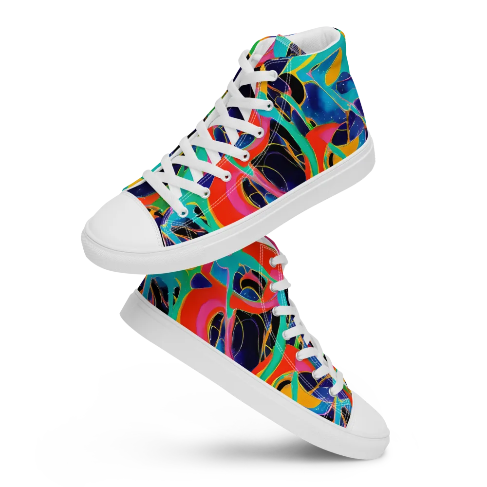 Color Collider on Women's High Top Canvas Shoes — Front