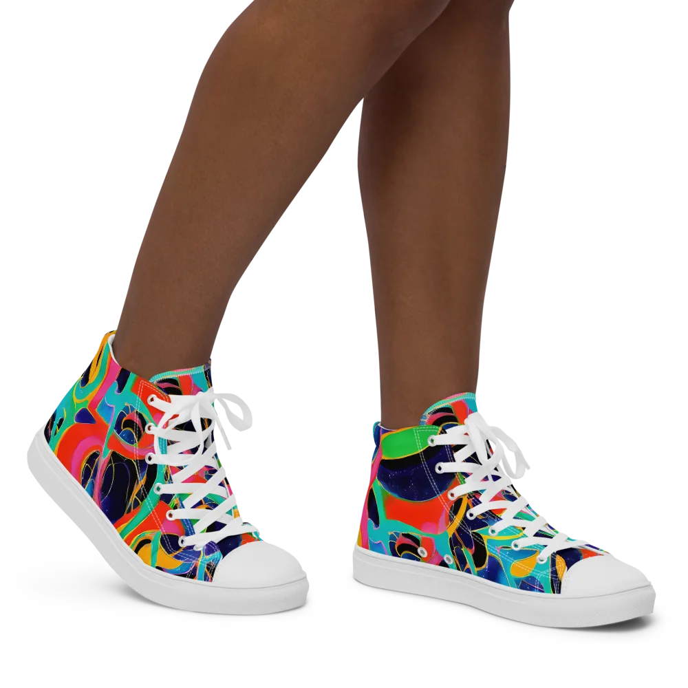 Color Collider on Women's High Top Canvas Shoes — Right