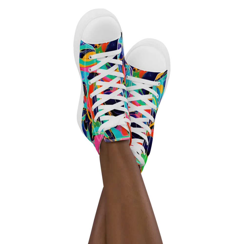 Color Collider on Women's High Top Canvas Shoes — Front
