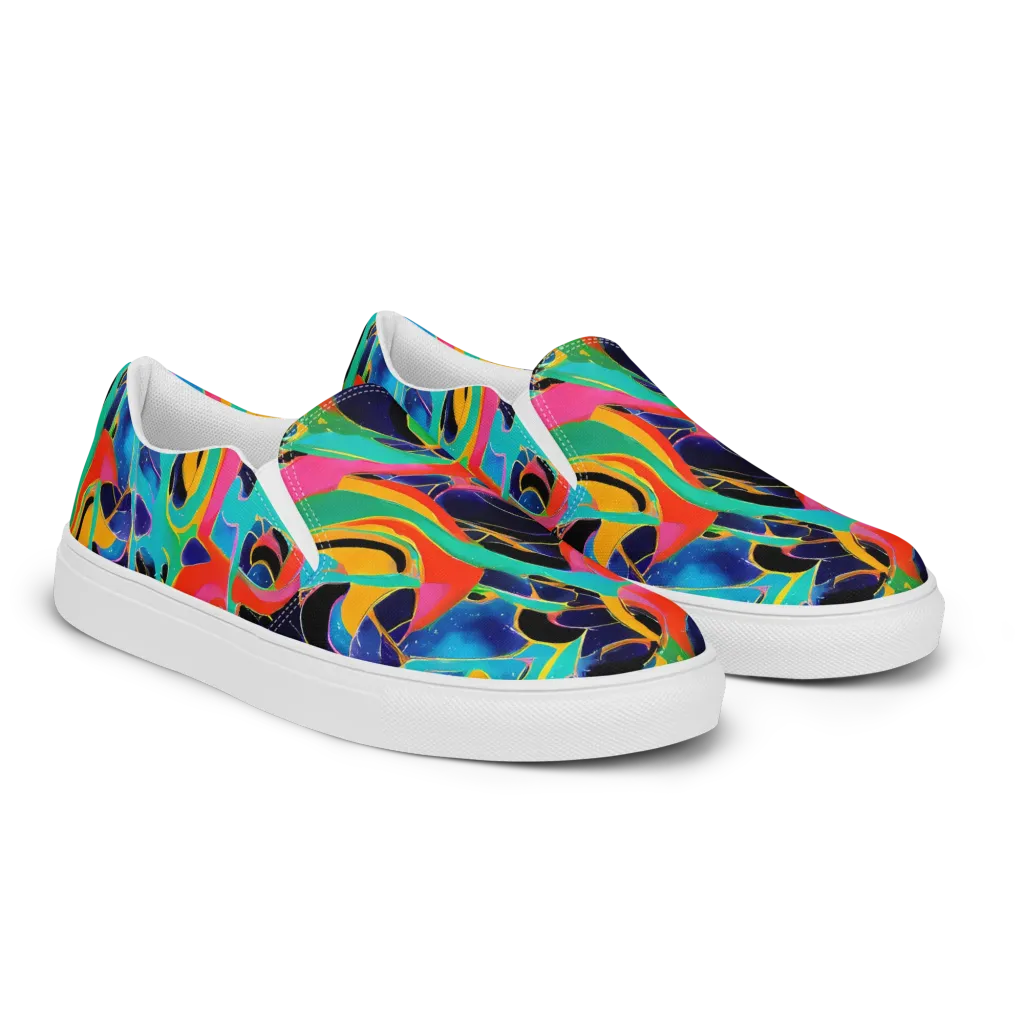 Color Collider on Men's Slip-On Canvas Shoes — Right Front
