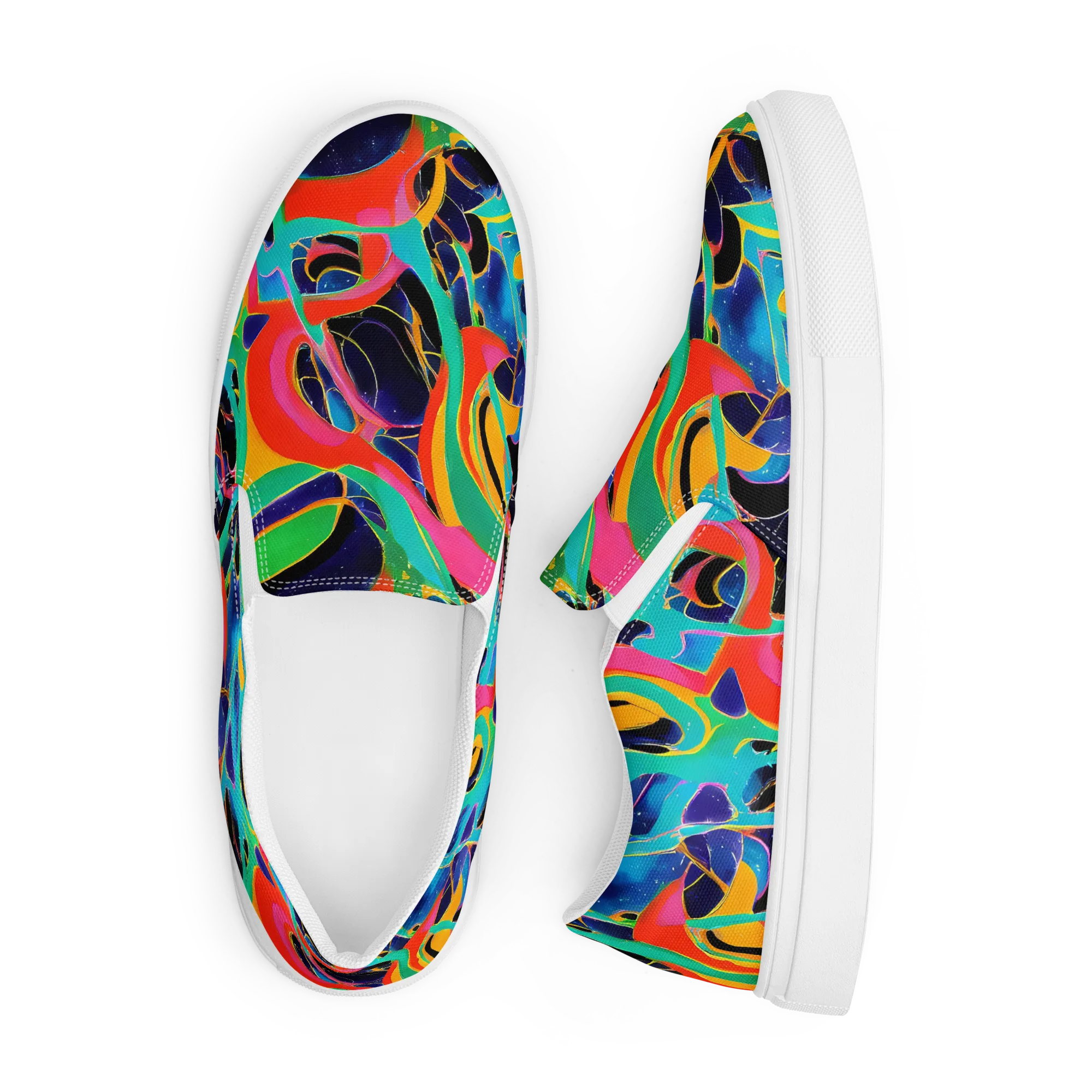 Color Collider on Men's Slip-On Canvas Shoes — Front