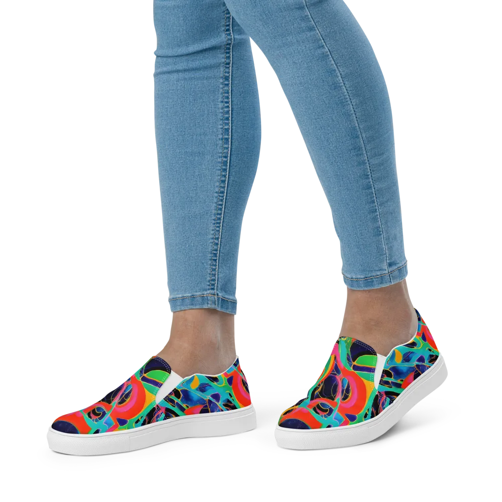 Color Collider on Women's Slip-On Canvas Shoes — Front