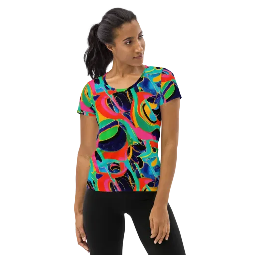 Color Collider on a Women's Athletic T-Shirt