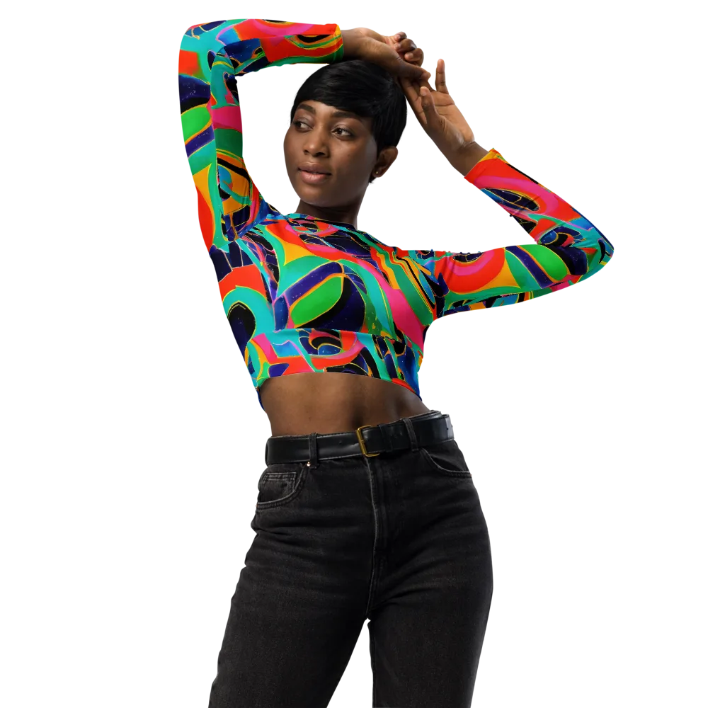 Color Collider on Long Sleeve Crop Top — Front