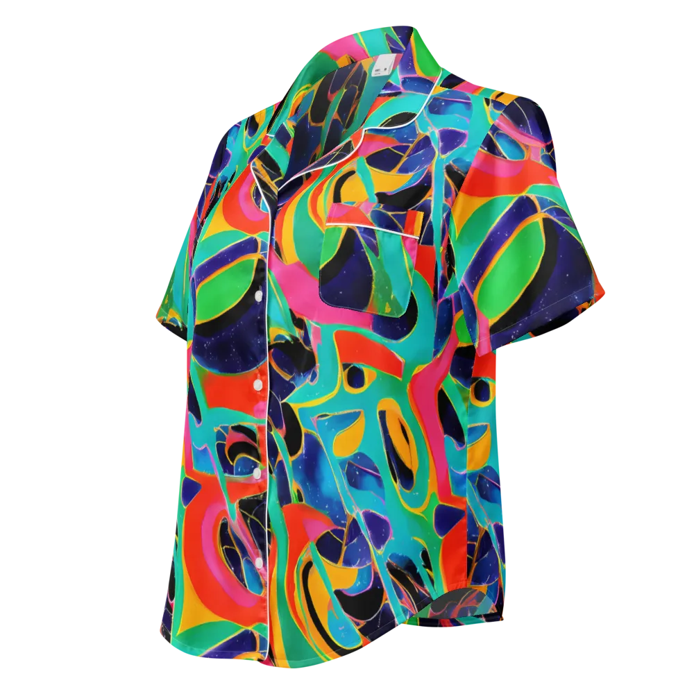 Color Collider on Women's Short Sleeve Pajama Top — Left Front