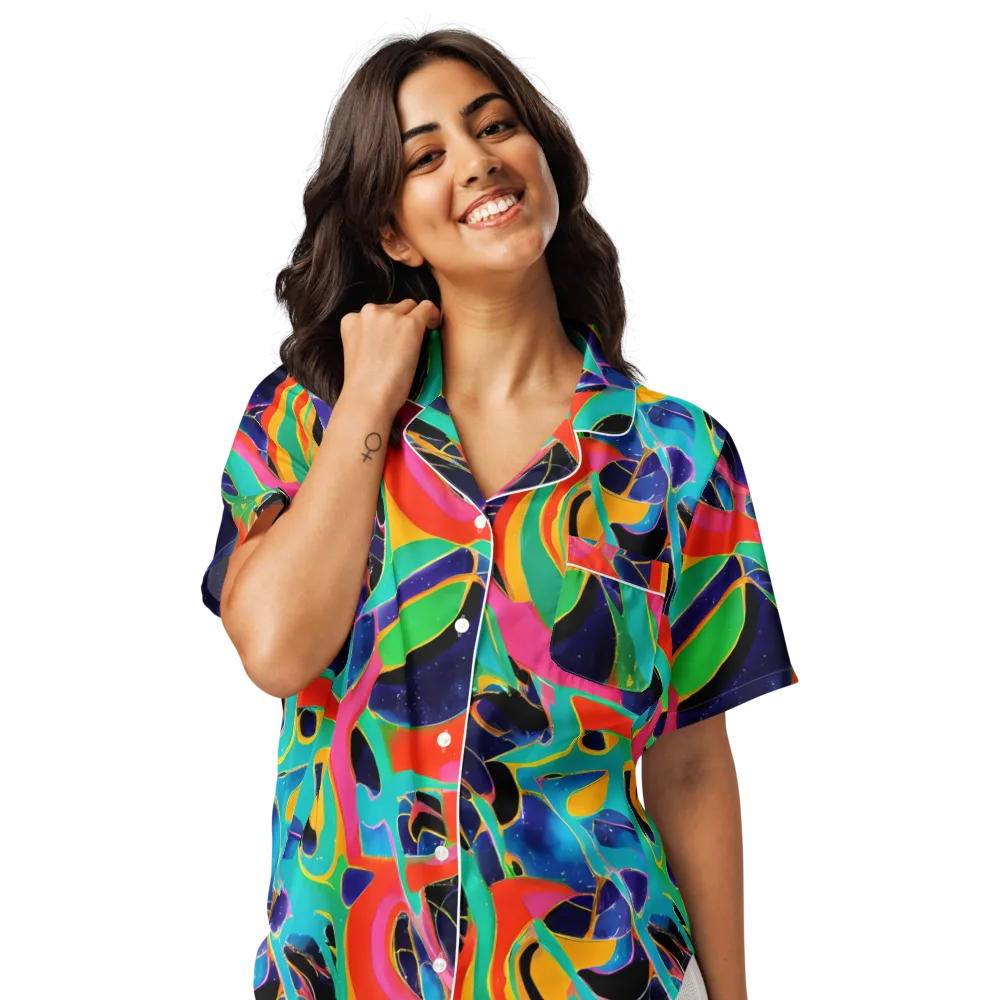 Color Collider on Women's Short Sleeve Pajama Top — Front