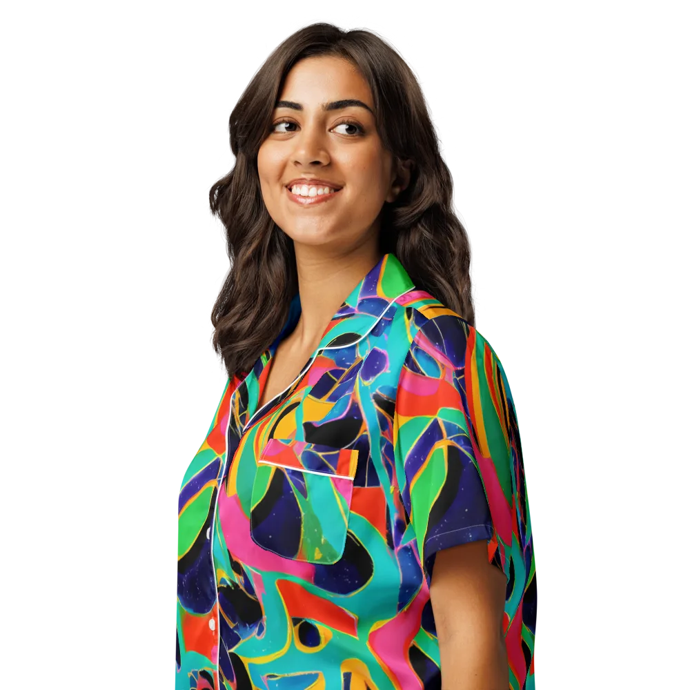 Color Collider on Women's Short Sleeve Pajama Top — Left Front