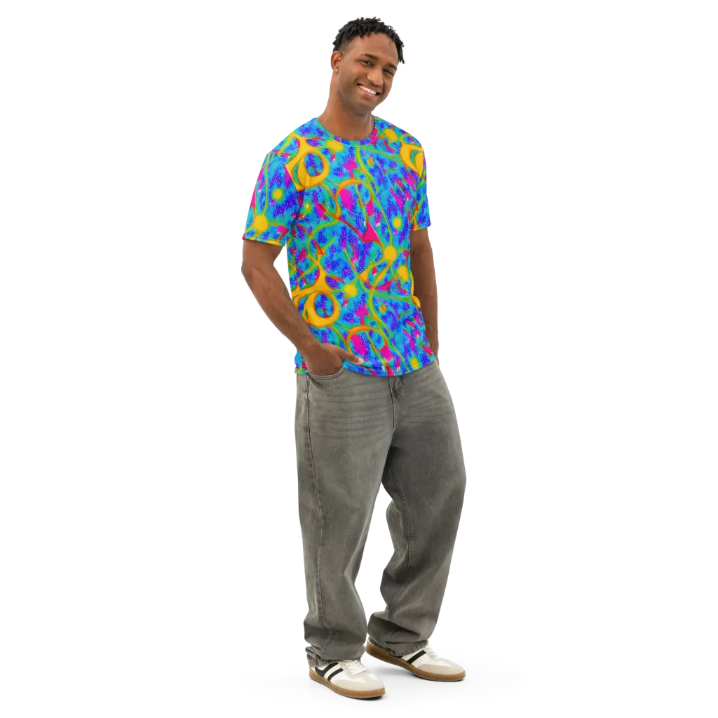 Vivid Mirage on Men's Cotton Crew Neck T-Shirt — Right Front