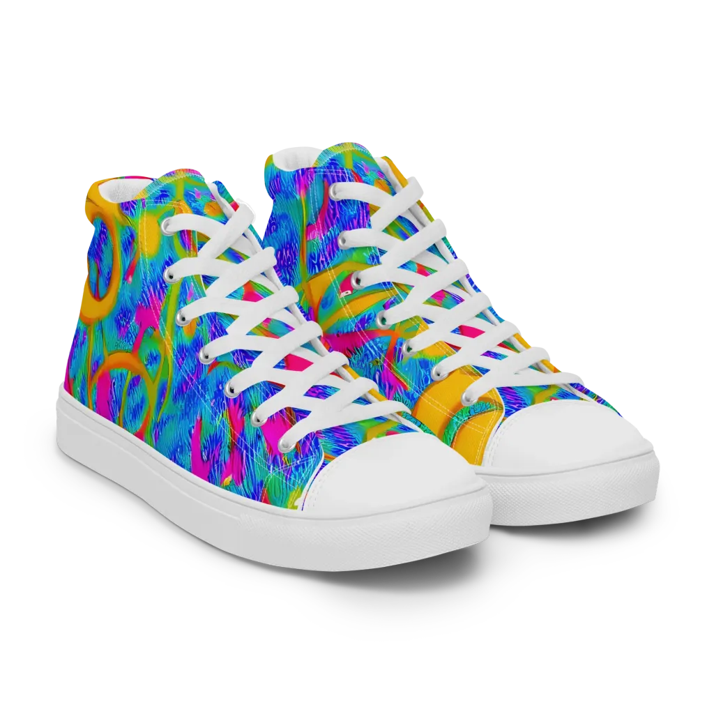 Vivid Mirage on Men's High Top Canvas Shoes — Right Front