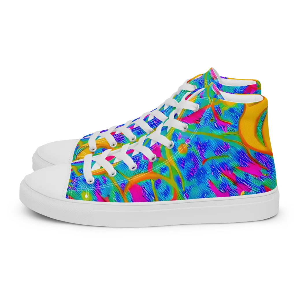 Vivid Mirage on Men's High Top Canvas Shoes — Left