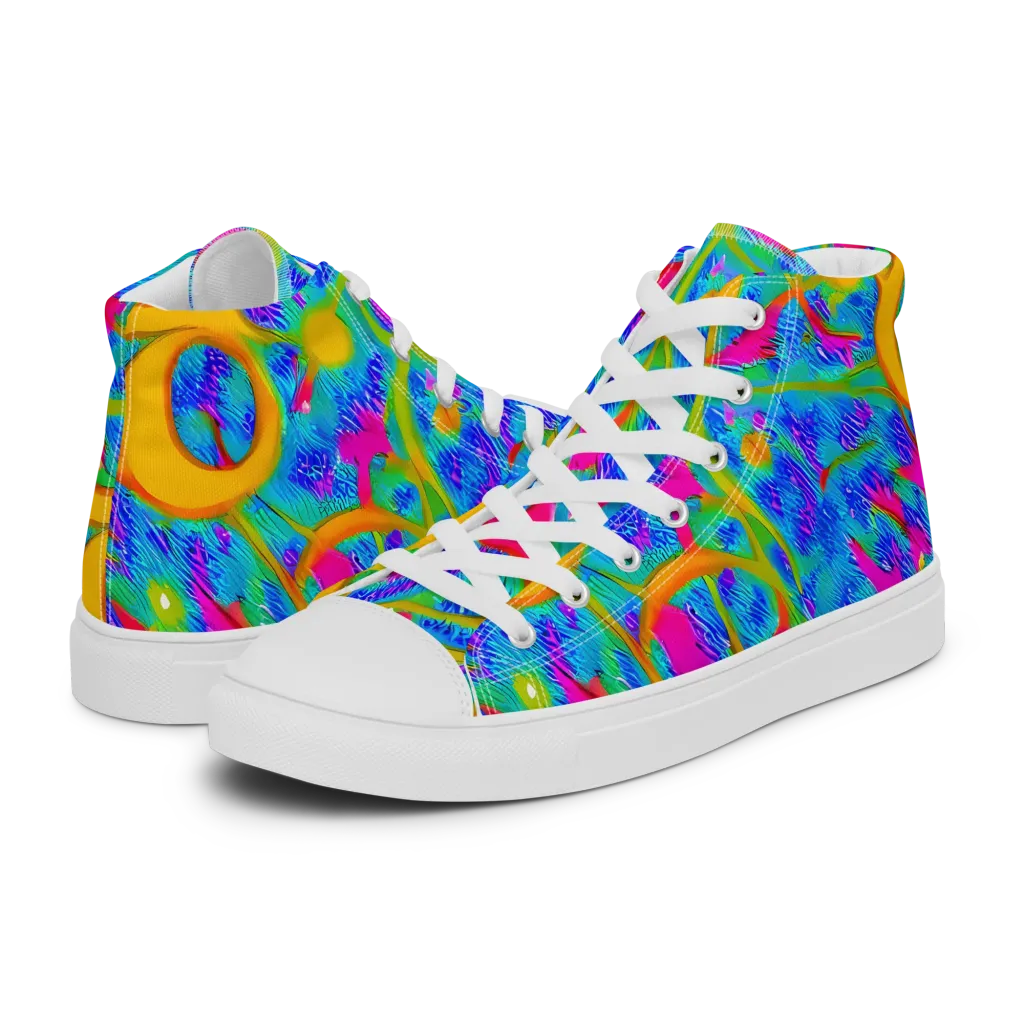 Vivid Mirage on Men's High Top Canvas Shoes — Left