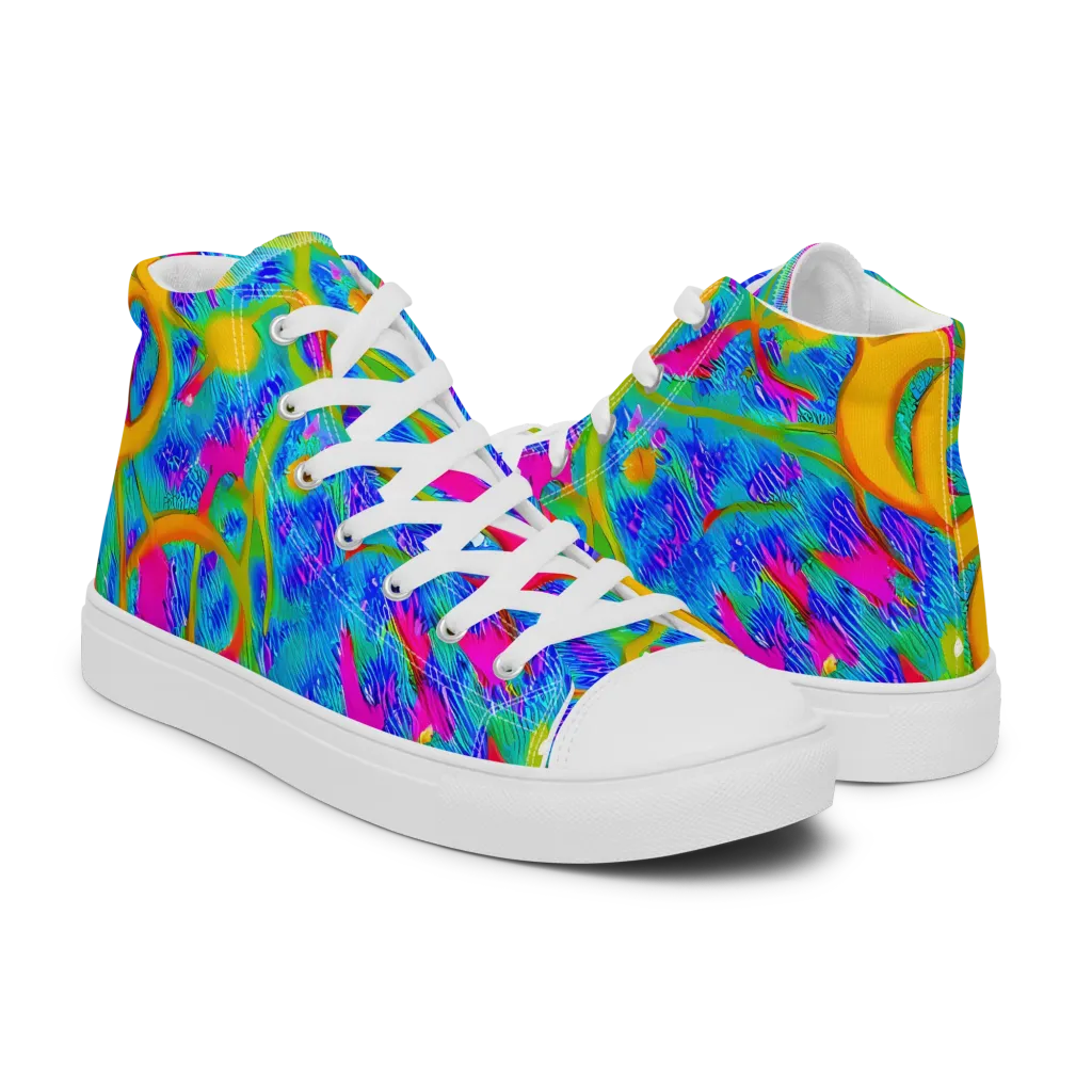 Vivid Mirage on Men's High Top Canvas Shoes — Right