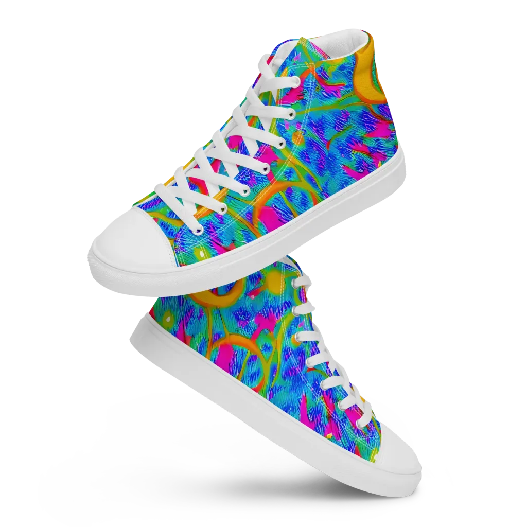 Vivid Mirage on Men's High Top Canvas Shoes — Front