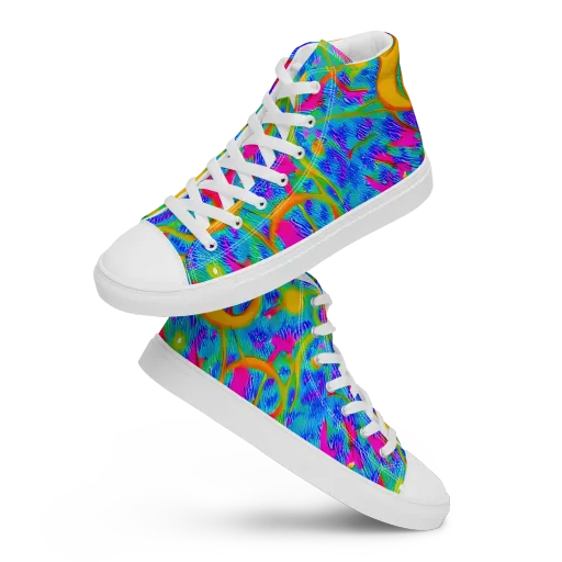 Vivid Mirage on a Men's High Top Canvas Shoes