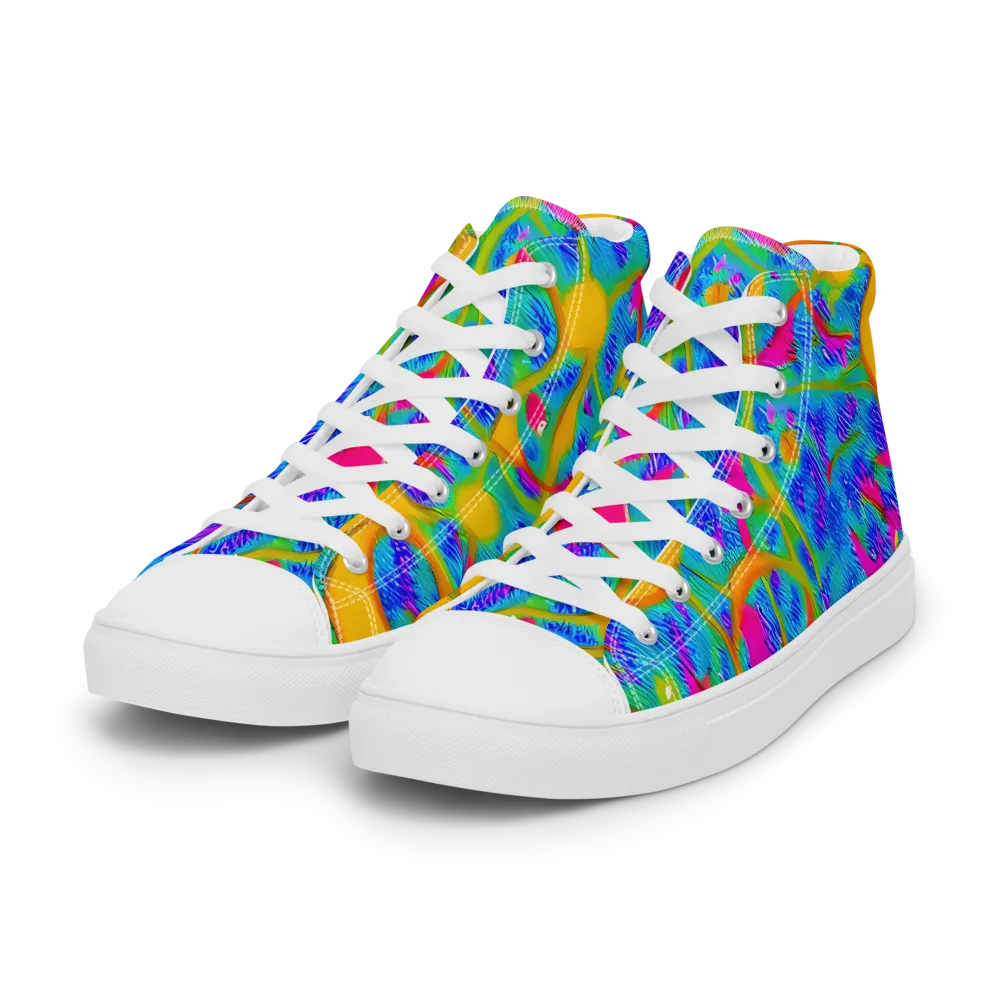Vivid Mirage on Women's High Top Canvas Shoes — Left Front
