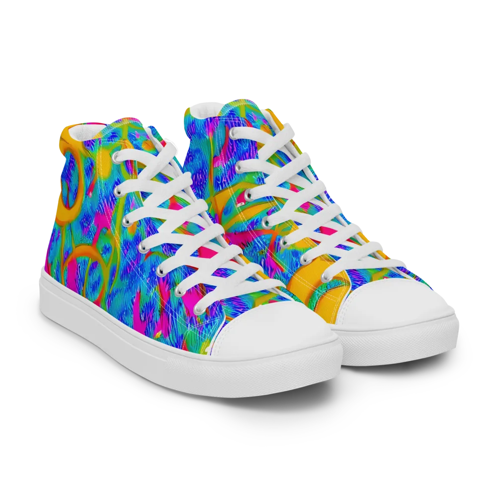 Vivid Mirage on Women's High Top Canvas Shoes — Right Front