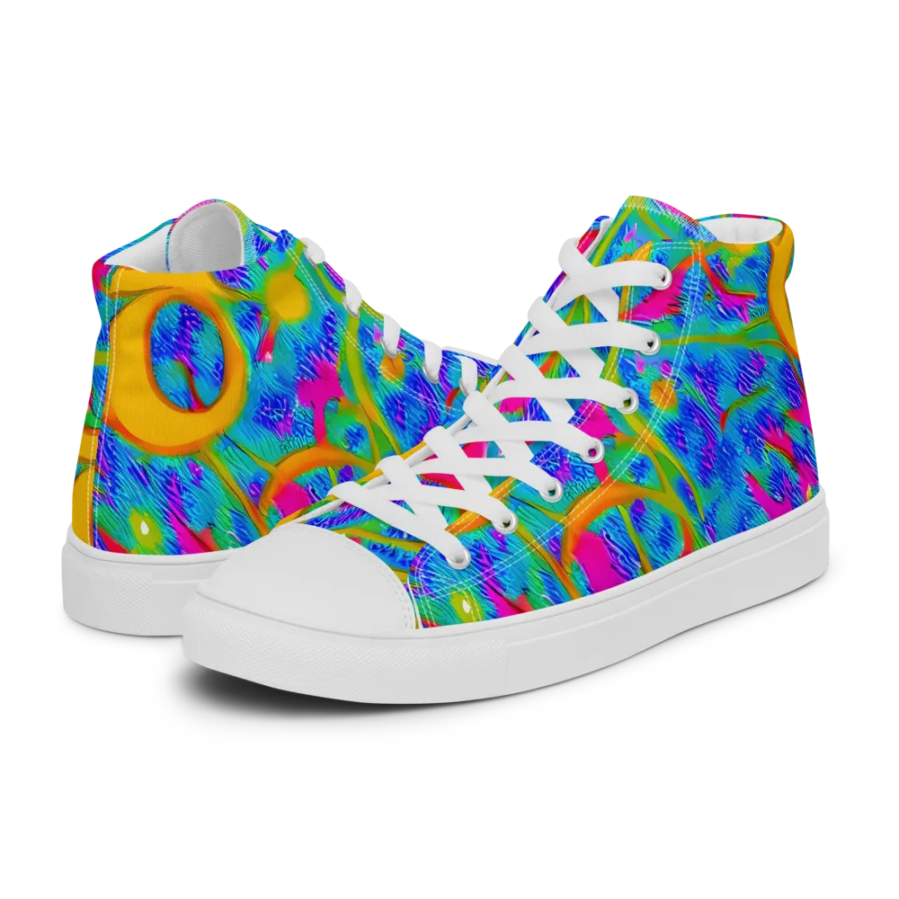 Vivid Mirage on Women's High Top Canvas Shoes — Left