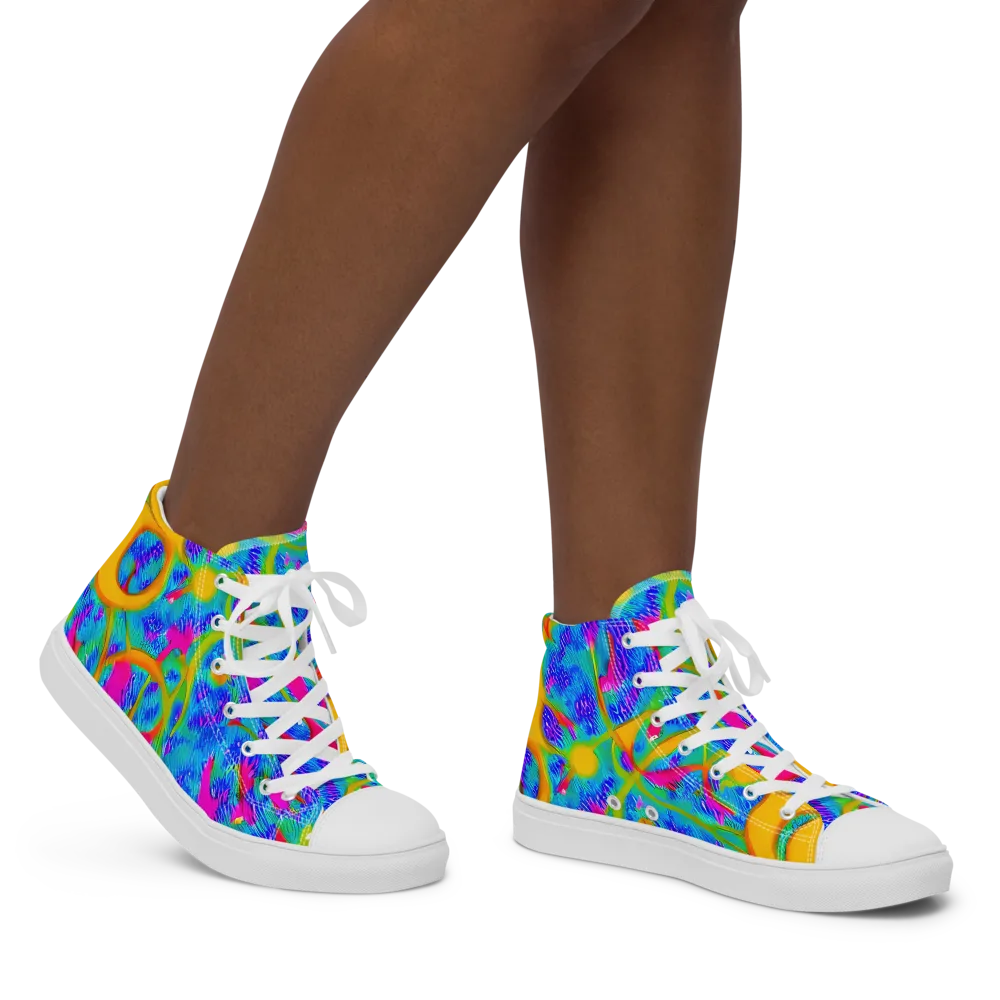 Vivid Mirage on Women's High Top Canvas Shoes — Right