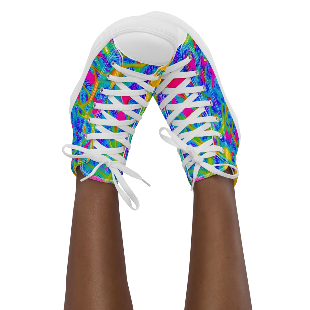 Vivid Mirage on Women's High Top Canvas Shoes — Front