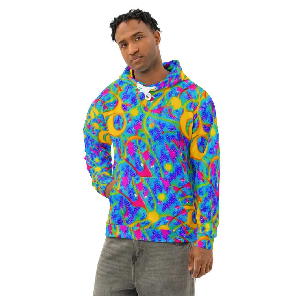 Vivid Mirage on Cotton Hoodie — Left Front