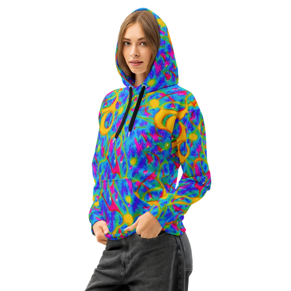 Vivid Mirage on Cotton Hoodie — Left Front