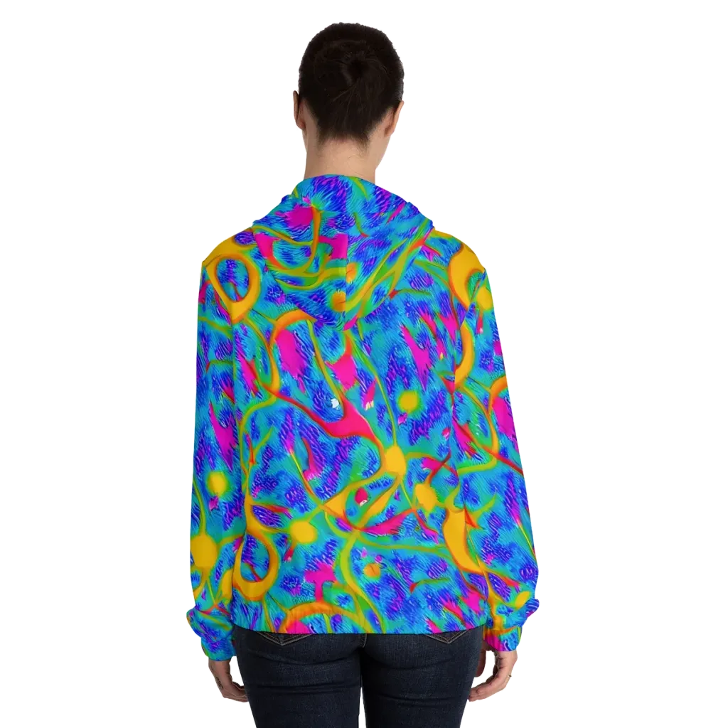 Vivid Mirage on Women's Full-Zip Hoodie — Back On Person